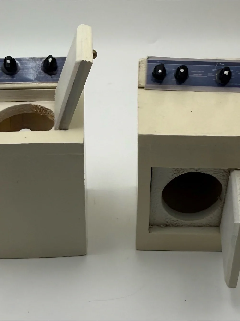 vintage/1:12 Dollhouse Miniature Painted Wood Laundry Set Washer Dryer/2pc